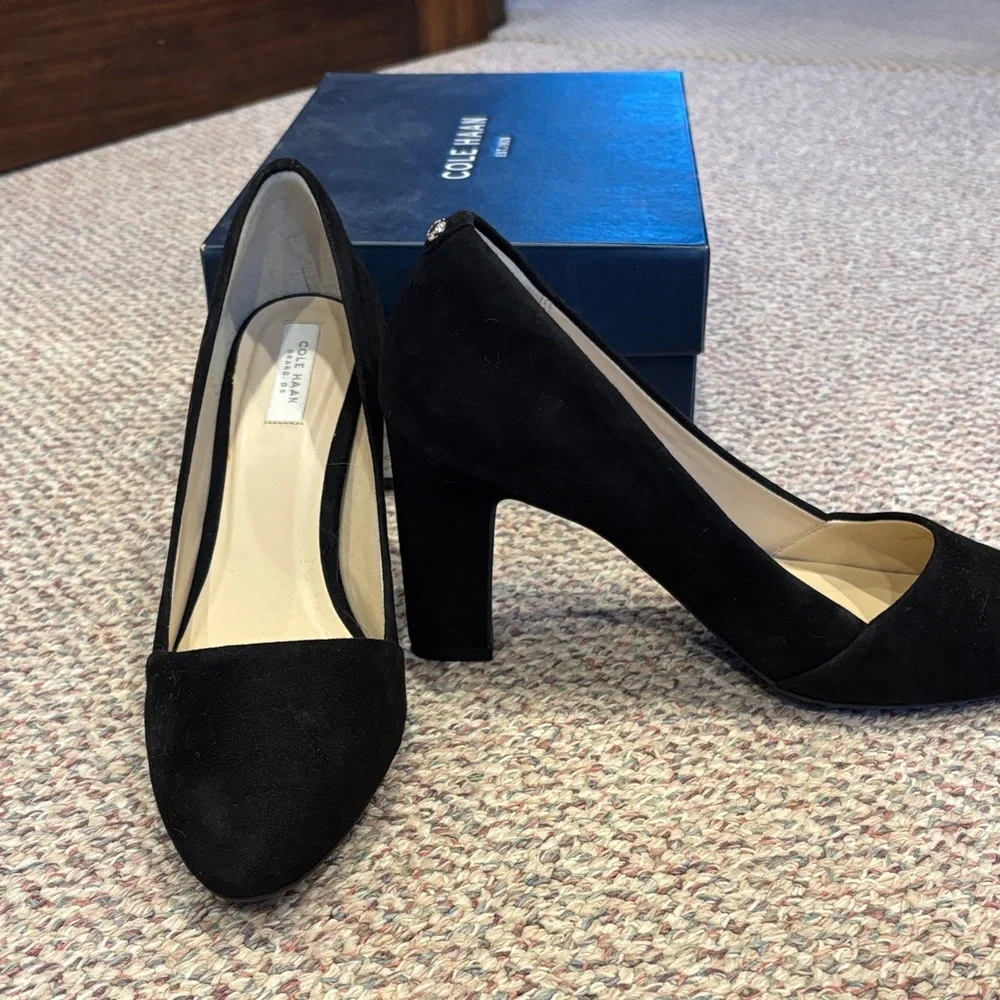 Cole Haan Black Suede Heels - Picture 2 of 5